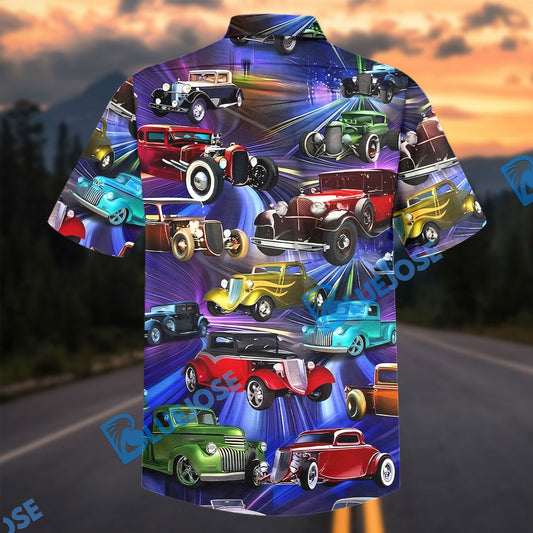 Bluejose Personalized Vintage Hot Rod Classics Hawaiian Shirt