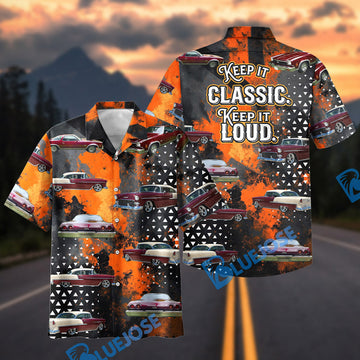 BlueJose Custom Photo Personalized Car Keep It Classic Keep It Loud Vintage Muscle Car Hawaiian Shirt