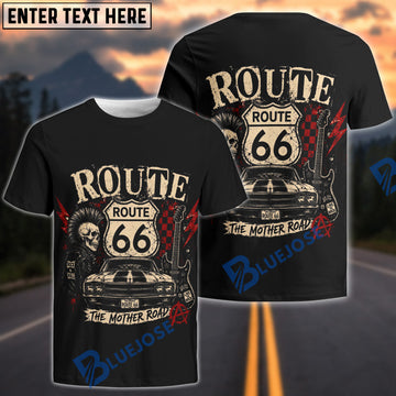 BlueJose Route 66 The Mother Road Punk Rock Vintage Car 3D T-Shirt