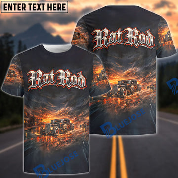 BlueJose Rat Rod Sunset Racing 3D T-Shirt