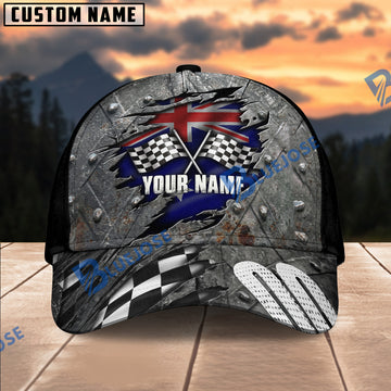 BlueJose Personalized Flag Racing Cap - Custom Name & Number