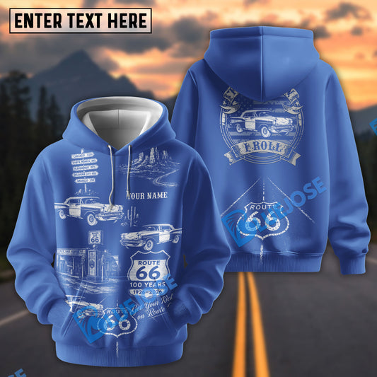 Bluejose Personalized Route 66 100 Years Classic Car Hoodie