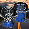 BlueJose Custom Racing Team Baseball Jersey – Personalized Racer Checkered Flag Motorsport Jersey