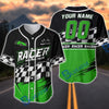 BlueJose Custom Racing Team Baseball Jersey – Personalized Racer Checkered Flag Motorsport Jersey