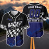 BlueJose Custom Racing Team Baseball Jersey – Personalized Racer Checkered Flag Motorsport Jersey