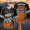 BlueJose Custom Racing Team Baseball Jersey – Personalized Racer Checkered Flag Motorsport Jersey