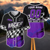 BlueJose Custom Racing Team Baseball Jersey – Personalized Racer Checkered Flag Motorsport Jersey