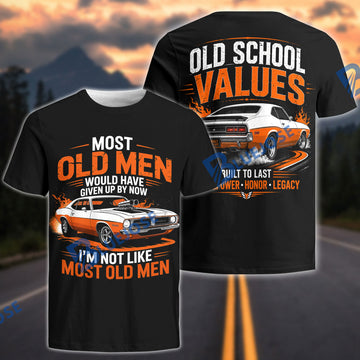 BlueJose Old School Values Muscle Car T-Shirt