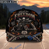 BlueJose Built for Freedom Hot Rod Culture Personalized Name 3D Cap – Skull & Checkered Flag Custom Baseball Cap