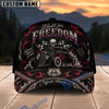 BlueJose Built for Freedom Hot Rod Culture Personalized Name 3D Cap – Skull & Checkered Flag Custom Baseball Cap