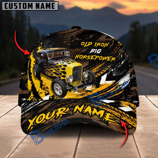 BlueJose Custom Car Old Iron Big Horsepower Hot Rod Personalized Name 3D Cap