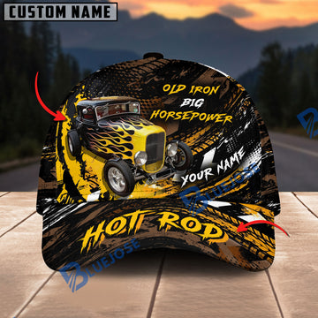 BlueJose Custom Car Old Iron Big Horsepower Hot Rod Personalized Name 3D Cap
