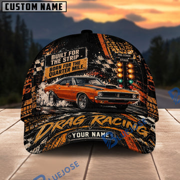BlueJose Built for the Strip Drag Racing Personalized Name 3D Cap