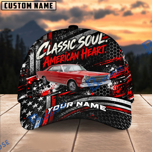 BlueJose Personalized Muscle Car Classic Soul American Heart American Flag 3D Cap