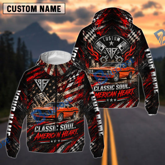 BlueJose Personalized Classic Dodge Challenger R/T Muscle Car Classic Soul American Heart 3D Windbreaker Jacket