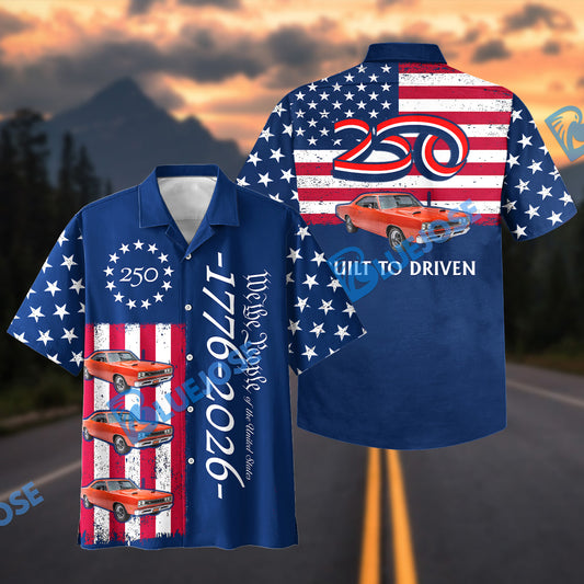 BlueJose Personalized 1969 Dodge Coronet Hawaiian Shirt – America 250 Patriotic Vintage Car Aloha Shirt
