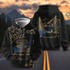 BlueJose Personalized Name 3D Hoodie – Gold Line Art Mountain Forest All-Over Print Hoodie