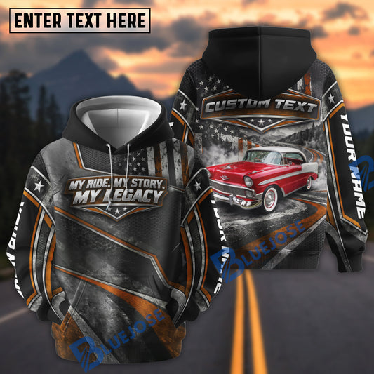 BlueJose ''My Ride, My Story, My Legacy'' Personalized Name & Custom Text Pullover 3D Hoodie