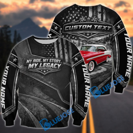 BlueJose "My Ride, My Story, My Legacy" Personalized Car & Custom Name Black Windbreaker Jacket