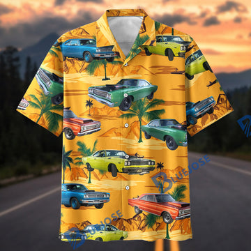 BlueJose Personalized Car Desert Sunset Classic Muscle Cars Tropical Hawaiian Shirt