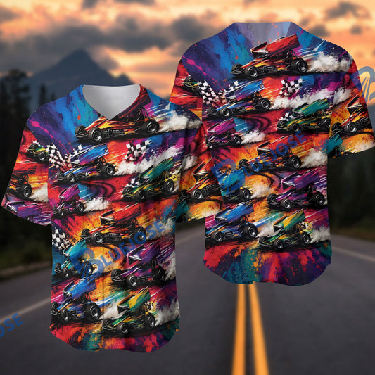 BlueJose Colorful Sprint Car Racing All-Over Print Jersey Shirt