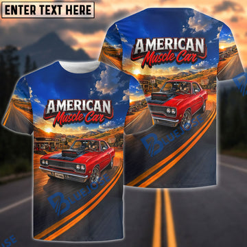 BlueJose American Muscle Car Route 66 Sunset Racing T-Shirt