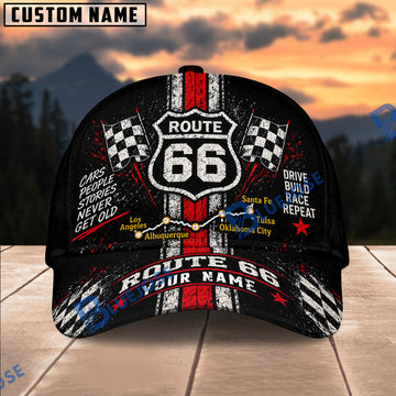 BlueJose Route 66 Road Map Personalized Name 3D Cap