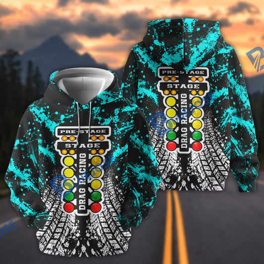 BlueJose Drag Racing Pre-Stage Christmas Tree 3D All-Over Print Hoodie (6 Colors)