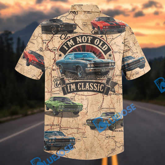 Bluejose Personalized Classic Chevy Chevelle SS Route 66 All-Over Print Hawaiian Shirt