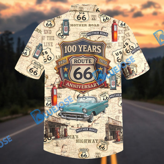 Bluejose Route 66 100th Anniversary Vintage Map Hawaiian Shirt