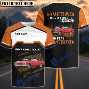 BlueJose Take It Out & Play - Personalized Classic Car Photo T-Shirt - Gift For Car Lovers