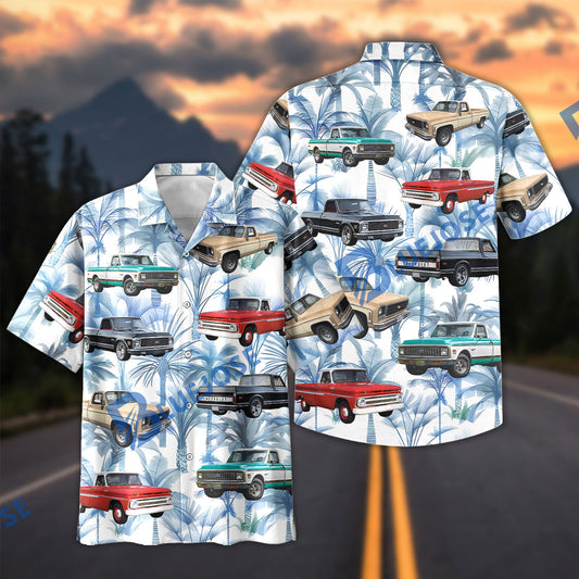 BlueJose Vintage Chevrolet Pickup Truck Hawaiian Shirt – Retro Classic Truck All-Over Print