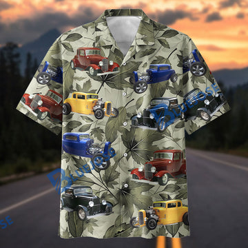 BlueJose Vintage Hot Rod Hawaiian Shirt – Classic American Car Aloha Shirt