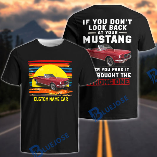 BlueJose Custom Car Photo Mustang T-Shirt – Personalized Classic Muscle Car Graphic Tee