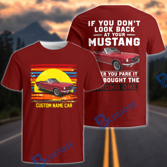 BlueJose Custom Car Photo Mustang T-Shirt – Personalized Classic Muscle Car Graphic Tee