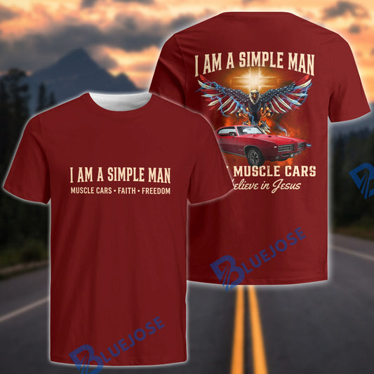BlueJose Custom Car Photo Personalized Car Muscle Car Faith T-Shirt – Classic American Muscle Car Christian Graphic Tee