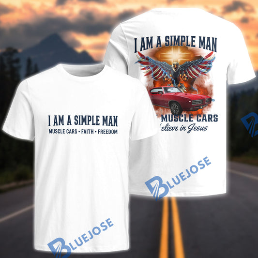 BlueJose Custom Car Photo Personalized Car Muscle Car Faith T-Shirt – Classic American Muscle Car Christian Graphic Tee