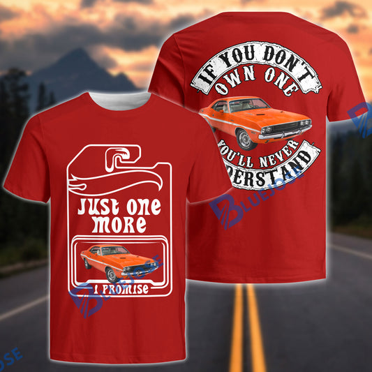 BlueJose Custom Photo Personalized Car Classic Muscle Car T-Shirt – Vintage American Challenger Style Graphic Tee (8 colors)
