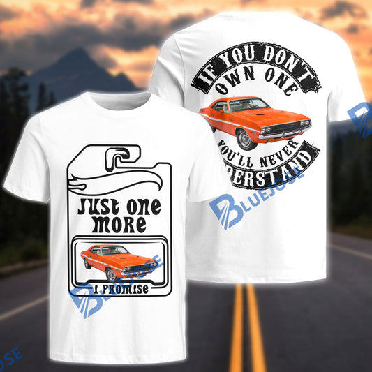 BlueJose Custom Photo Personalized Car Classic Muscle Car T-Shirt – Vintage American Challenger Style Graphic Tee (8 colors)