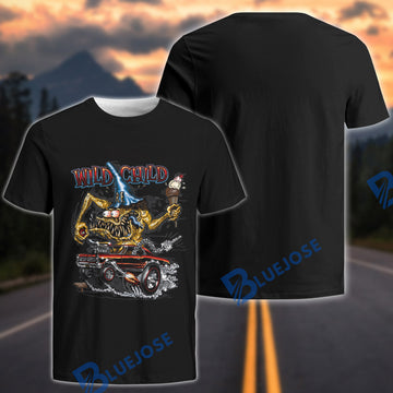 BlueJose Wild Child Hot Rod T-Shirt – Vintage Muscle Car Monster Graphic Tee