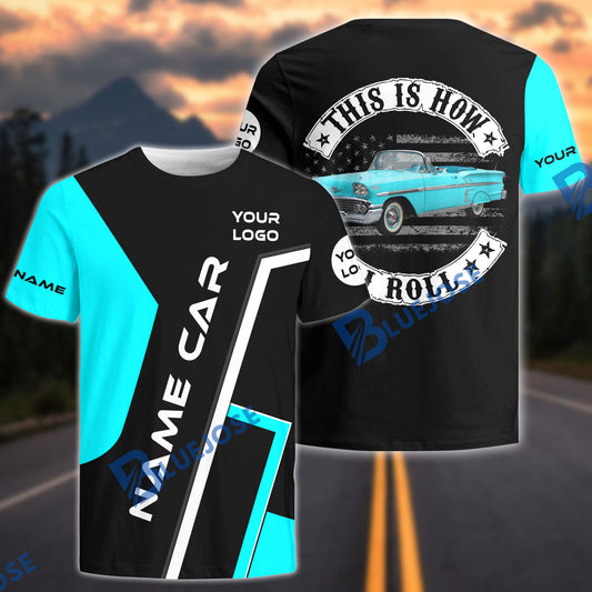 BlueJose Custom Car Photo Classic Car T-Shirt – Personalized Vintage Muscle Car Graphic Tee (9 colors)