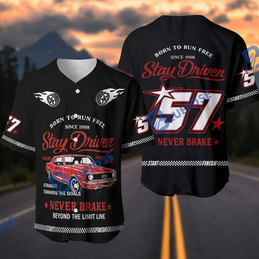 BlueJose Mustang Born To Run Free 3D Baseball Jersey