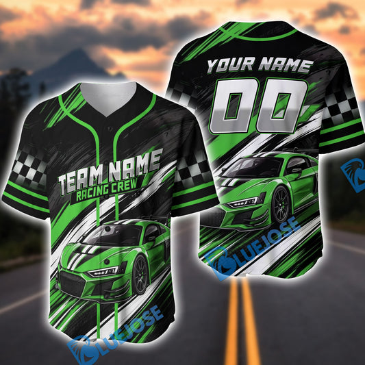 BlueJose Personalized Racing Crew Baseball Jersey – Custom Name & Number Sports Shirt