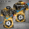 BlueJose Billiards Ball 8 Fire Rays Of Light Texture Personalized Name Shirt (6 Colors)