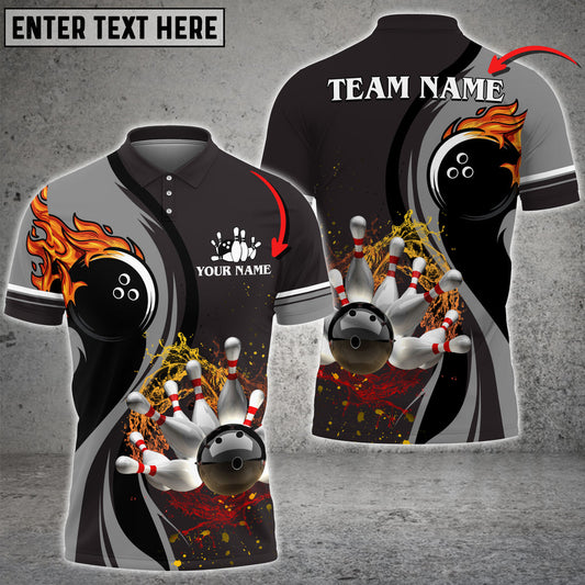 BlueJose Bowling And Pins Water Flow Multicolor Option Customized Name 3D Shirt  (4 Colors), Personalized Shirts For Bowling Players