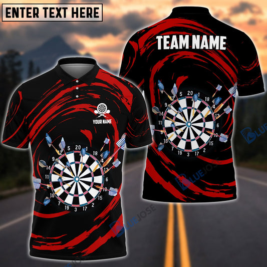 BlueJose Color Swirl Dartboard Personalized Name, Team Name Shirt (4 Colors)