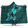 VikingStyle Hooded Blanket -Viking Raven Cross Turquoise Hooded Blanket A95
