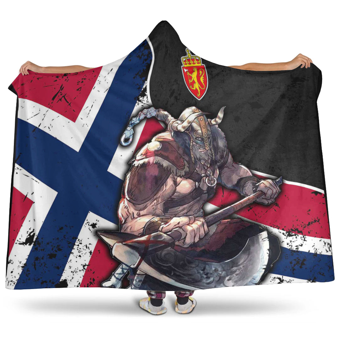 VikingStyle Hooded Blanket - Norway Warrior Brush Style Hooded Blanket A35