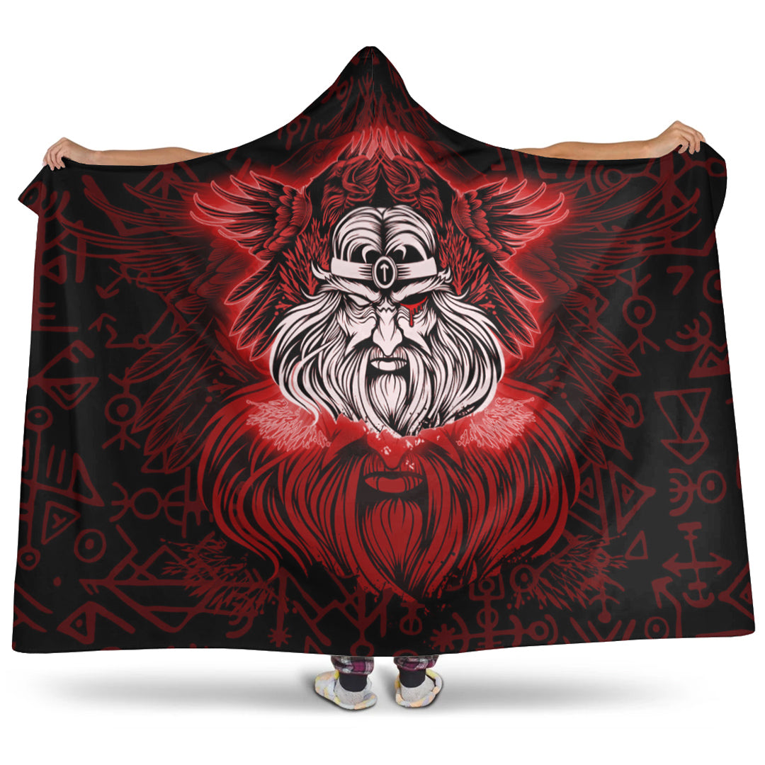 VikingStyle Hooded Blanket -Viking Odin Red Hooded Blanket A95