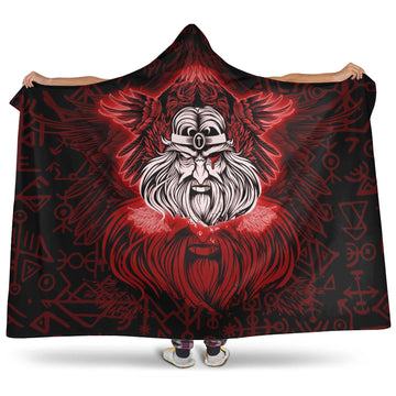 VikingStyle Hooded Blanket -Viking Odin Red Hooded Blanket A95